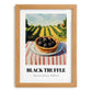Black Truffle – Green Valley Landscape, Mushrooms Illustration, set in oak frame
