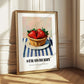 Strawberry – on Striped Tablecloth, Berries Wall Decor
