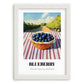 Blueberry – Green Valley Landscape, Berries Painting, placed in minimal white frame