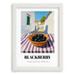 Blackberry – White village Street Café Scene, Berries Print, placed in minimal white frame