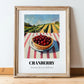 Cranberry – Green Valley Landscape, Berries Still Life, in wooden frame leaning on the floor