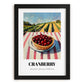 Cranberry – Green Valley Landscape, Berries Still Life, in sleek black frame
