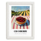 Cranberry – Green Valley Landscape, Berries Still Life, placed in minimal white frame