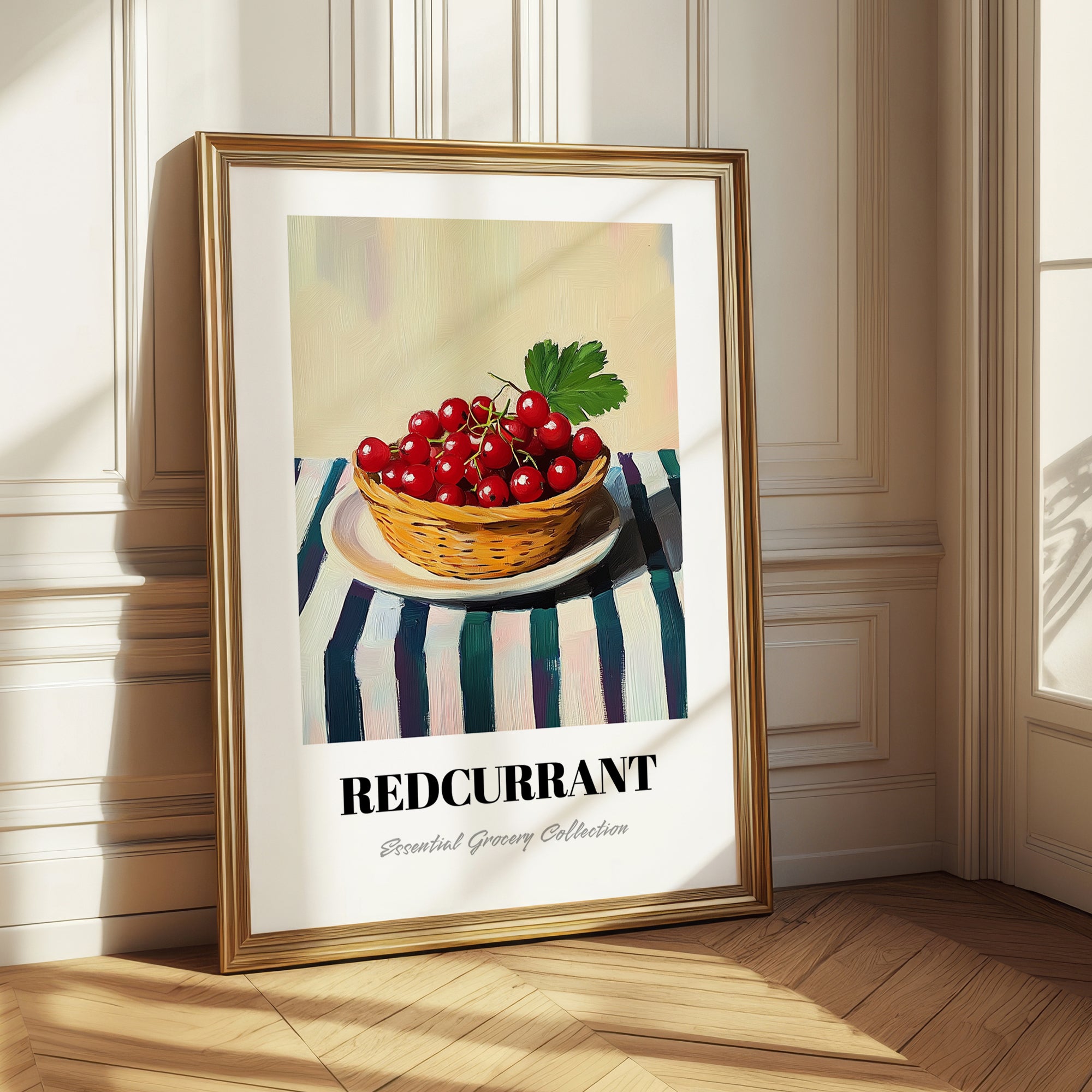 Redcurrant – on Striped Tablecloth, Berries Wall Art