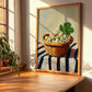 White Currant – on Striped Tablecloth, Berries Painting, clean layout with no caption