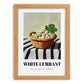 White Currant – on Striped Tablecloth, Berries Painting, set in oak frame