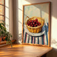 Lingonberry – on Striped Tablecloth, Berries Art, clean layout with no caption