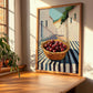 Lingonberry – White village Outdoor Café Scene, Berries Painting, clean layout with no caption