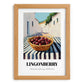 Lingonberry – White village Outdoor Café Scene, Berries Painting, set in oak frame