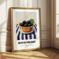 Boysenberry – on Striped Tablecloth, Berries Wall Decor