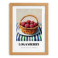 Loganberry – on Striped Tablecloth, Berries Painting, set in oak frame