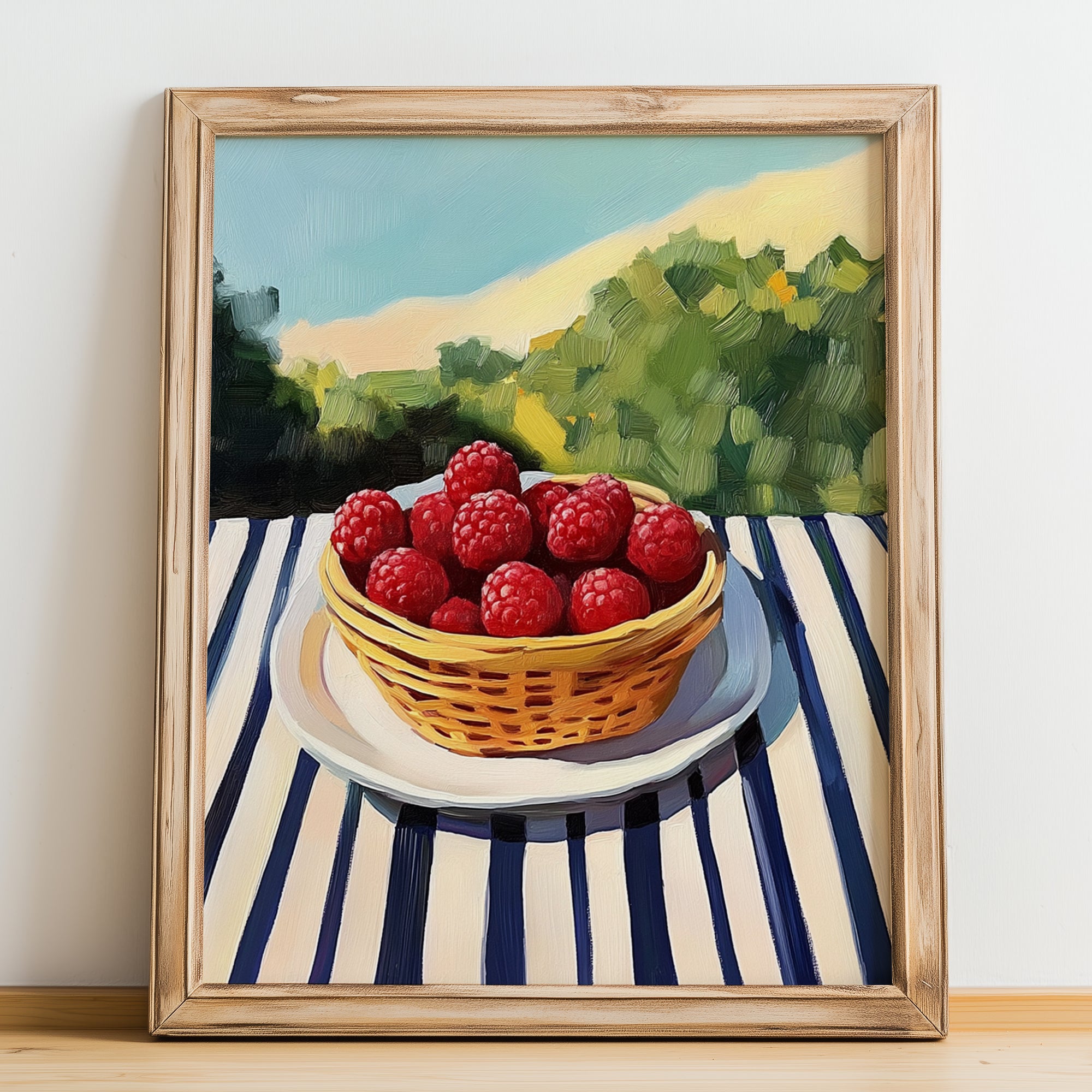 Loganberry – Green Valley Landscape, Berries Wall Decor, no-text version framed in wood