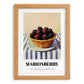 Marionberry – on Striped Tablecloth, Berries Wall Decor, set in oak frame