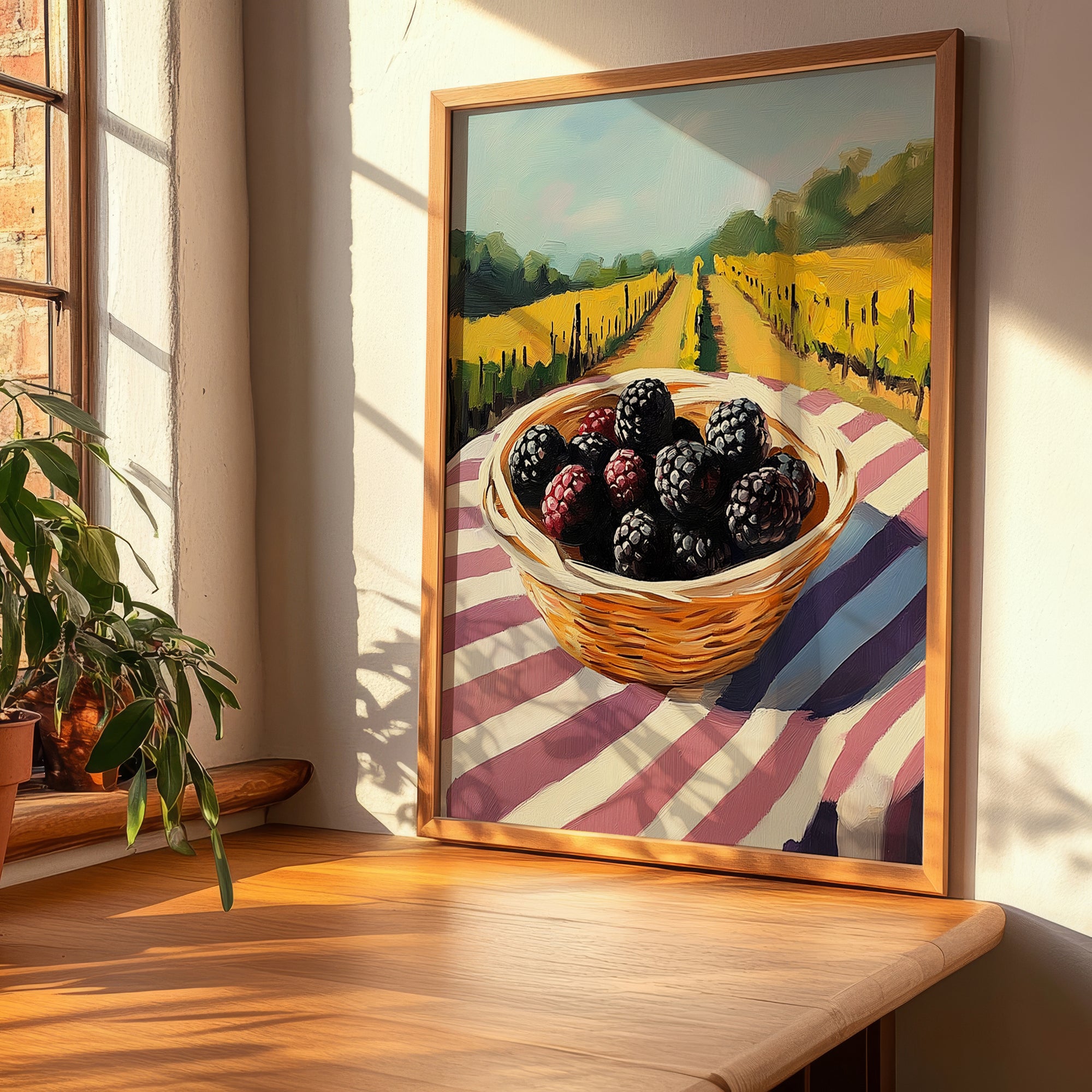 Marionberry – Valley Café Scene, Berries Art, clean layout with no caption