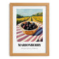 Marionberry – Valley Café Scene, Berries Art, set in oak frame