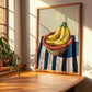 Banana – on Striped Tablecloth, Fruit Wall Decor, clean layout with no caption