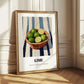 Lime – on Striped Tablecloth, Fruit Painting