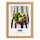 Lime – on Striped Tablecloth, Fruit Painting, set in oak frame