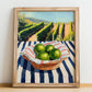 Lime – Green Valley Landscape, Fruit Poster, no-text version framed in wood