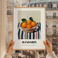 Mandarin – on Striped Tablecloth, Fruit Still Life, styled in a charming Paris street view