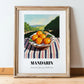 Mandarin – Green Valley Landscape, Fruit Print, in wooden frame leaning on the floor