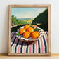 Mandarin – Green Valley Landscape, Fruit Print, no-text version framed in wood
