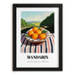 Mandarin – Green Valley Landscape, Fruit Print, in sleek black frame