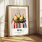 Pear – on Striped Tablecloth, Fruit Wall Decor