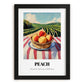 Peach – Valley Café Scene, Fruit Wall Decor, in sleek black frame