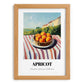 Apricot – Valley Café Scene, Fruit Poster, set in oak frame