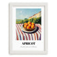 Apricot – Valley Café Scene, Fruit Poster, placed in minimal white frame