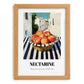 Nectarine – White village Urban Café Scene, Fruit Still Life, set in oak frame