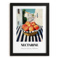 Nectarine – White village Urban Café Scene, Fruit Still Life, in sleek black frame