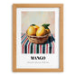 Mango – on Striped Tablecloth, Fruit Painting, set in oak frame