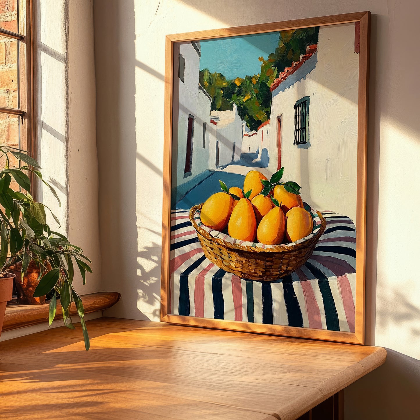 Mango – White village Café on the Corner, Fruit Print, clean layout with no caption