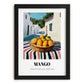 Mango – White village Café on the Corner, Fruit Print, in sleek black frame