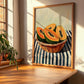 Papaya – on Striped Tablecloth, Fruit Still Life, clean layout with no caption