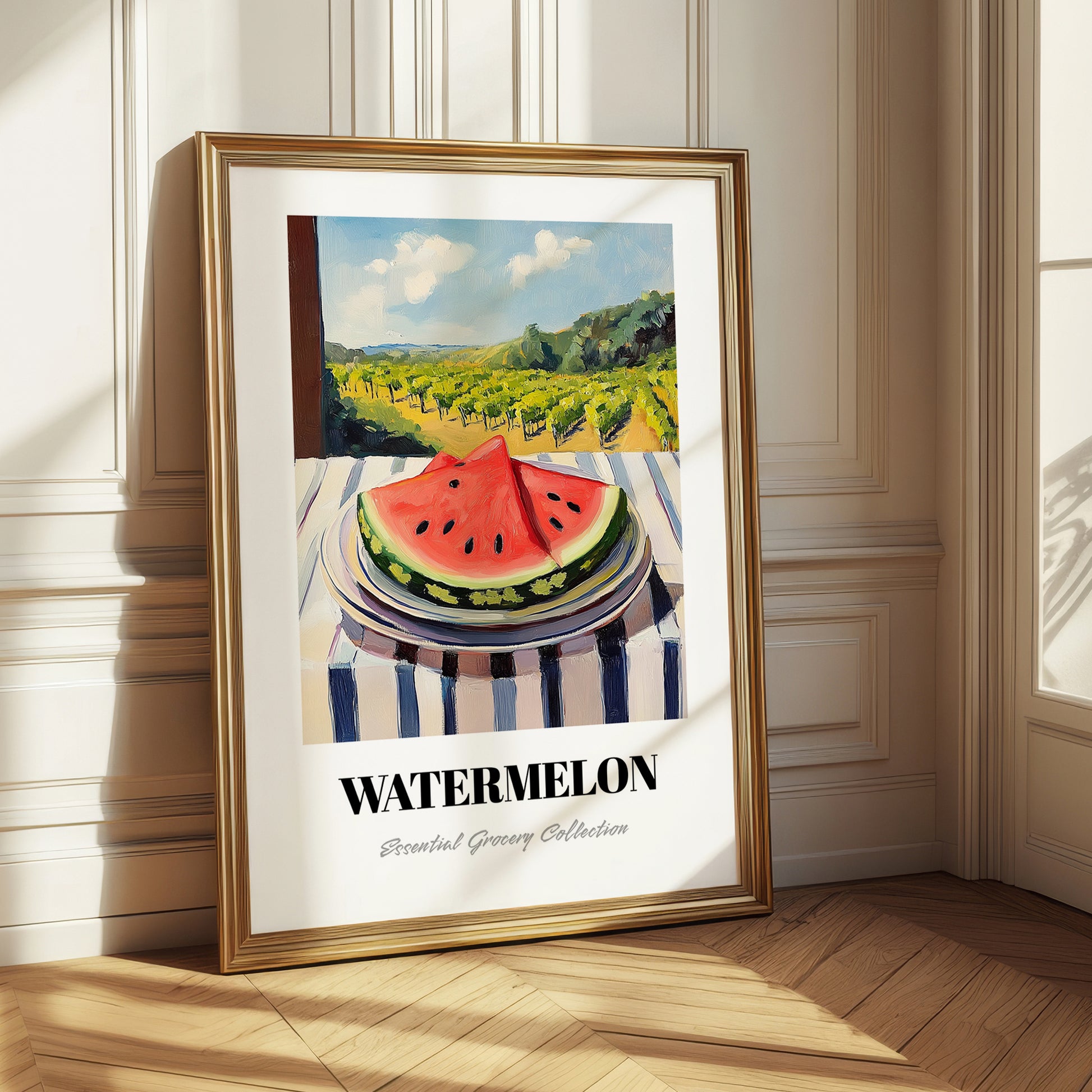 Watermelon – Green Valley Landscape, Fruit Still Life