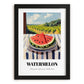 Watermelon – Green Valley Landscape, Fruit Still Life, in sleek black frame