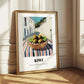 Kiwi – White village Outdoor Café Scene, Fruit Wall Art