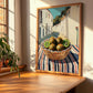 Kiwi – White village Outdoor Café Scene, Fruit Wall Art, clean layout with no caption