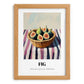 Fig – on Striped Tablecloth, Fruit Still Life, set in oak frame