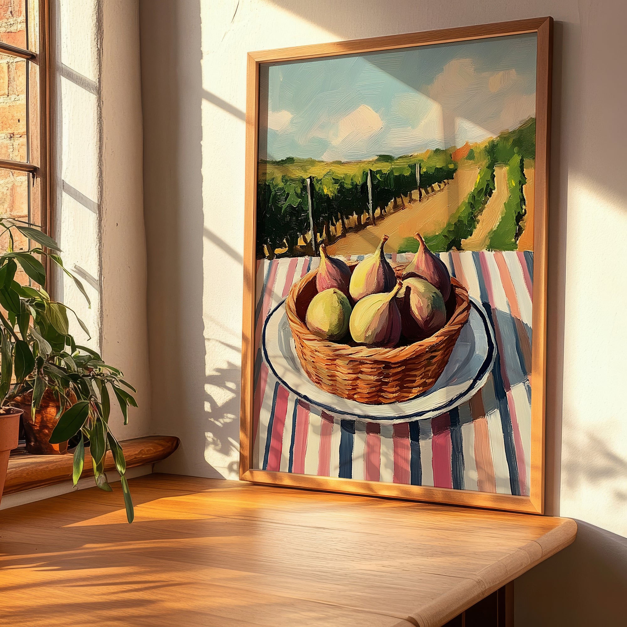 Fig – Valley Café Scene, Fruit Still Life, clean layout with no caption