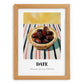 Date – on Striped Tablecloth, Fruit Print, set in oak frame