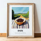 Date – Green Valley Landscape, Fruit Wall Decor, in wooden frame leaning on the floor