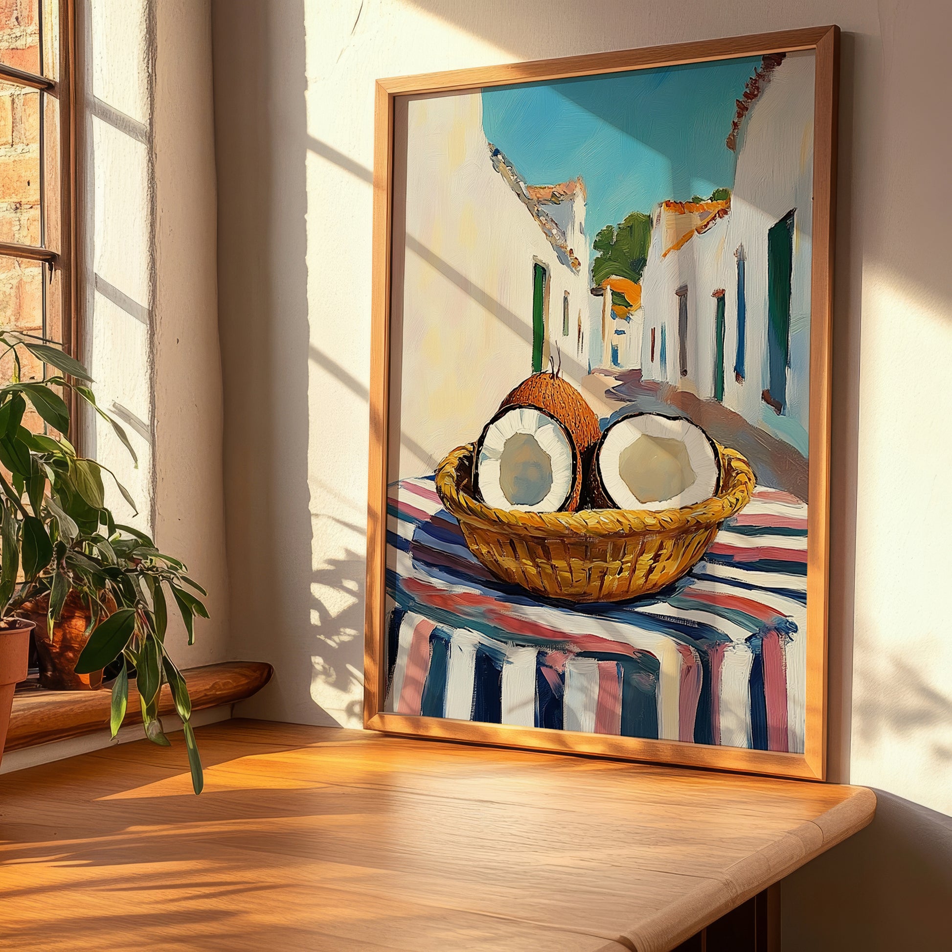 Coconut – White village Café on the Corner, Fruit Wall Decor, clean layout with no caption