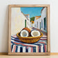 Coconut – White village Café on the Corner, Fruit Wall Decor, no-text version framed in wood