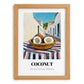 Coconut – White village Café on the Corner, Fruit Wall Decor, set in oak frame