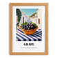 Grape – White village Street Café Scene, Fruit Wall Decor, set in oak frame