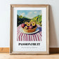 Passion Fruit – Green Valley Landscape, Fruit Print, in wooden frame leaning on the floor